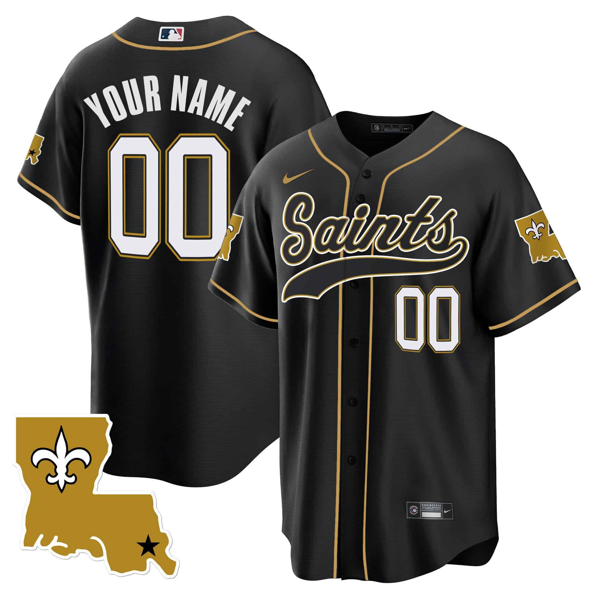 Men New Orleans Saints Black 2024 Nike 1987 Legacy Cool Base Custom NFL Jersey style 1